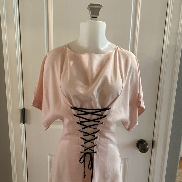 Marysia Resort Pink Micro Check Dress Lace Up Dress -Size XS - Picture 2 of 15